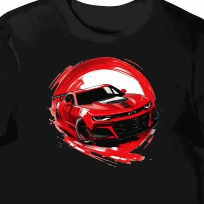 Koszulka męska czarna z artystycznym motywem wyścigowym NASCAR