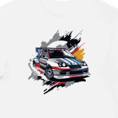 Koszulka męska biała z Motywem Wyścigowego Peugeot 205 T16