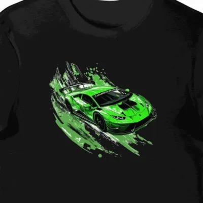 Koszulka męska czarna Wyścigowa Elegancja z Motywem Lamborghini