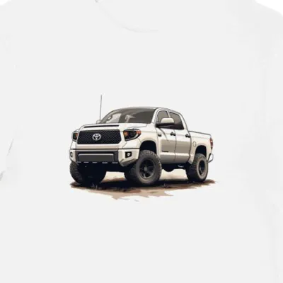 Koszulka męska biała z motywem Toyota Tundra w akcji