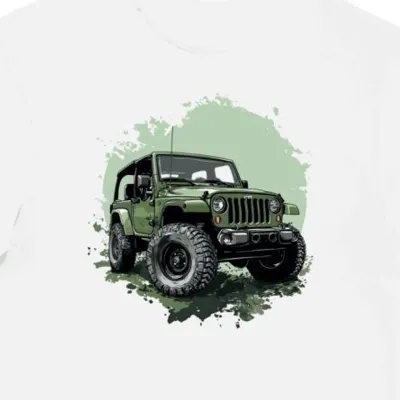 Koszulka męska biała z motywem Jeep Wrangler