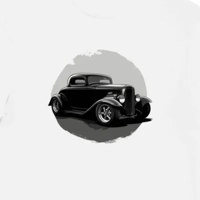 Koszulka męska biała z klasycznym autem 1932 Ford Coupe