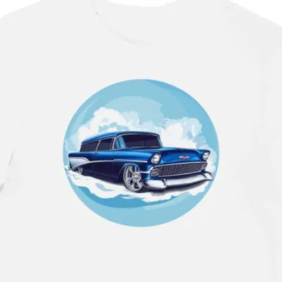 Koszulka męska biała z motywem klasycznego hot roda Chevrolet
