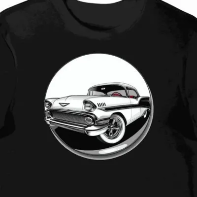 Koszulka męska czarna z klasycznym autem Pontiac Bonneville