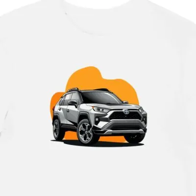 Koszulka męska biała Motoryzacyjna Futurystyczny SUV Toyota RAV4
