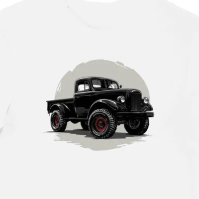 Koszulka męska biała z Artystycznym Motywem Dodge Power Wagon
