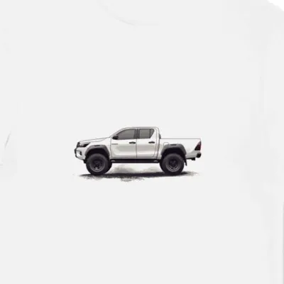 Koszulka męska biała z Grafiką Eleganckiej Toyota Hilux