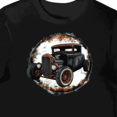 Koszulka męska czarna Mechaniczny Design z Charakterem Hot Rod