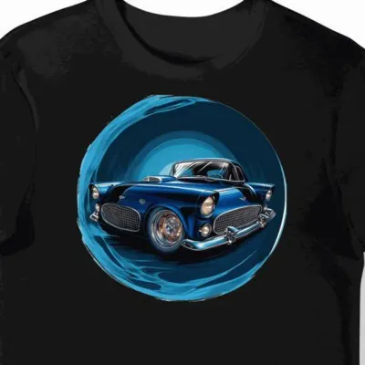 Koszulka męska czarna z motywem Ford Thunderbird 1955