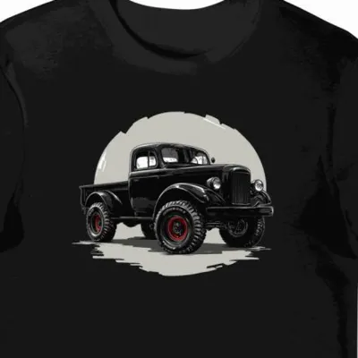 Koszulka męska czarna z motywem stylowego Dodge Power Wagon