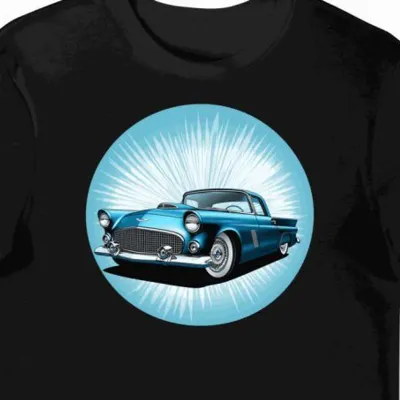 Koszulka męska czarna z eleganckim samochodem Thunderbird