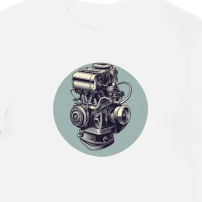 Koszulka męska biała z Grafiką Mechanicznego Detalu w Mgle