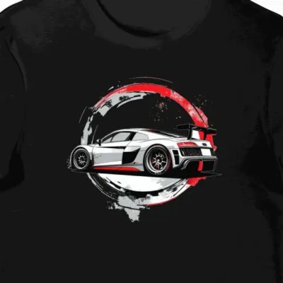 Koszulka męska czarna Dynamiczny Wyścig Audi R8