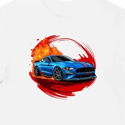 Koszulka męska biała Wyścigowy Mustang GT4