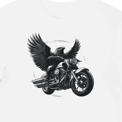 Koszulka męska biała Orzeł Motocyklisty w Futurystycznym Stylu