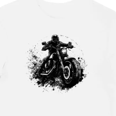 Koszulka męska biała Emblemat Stylowego Motocyklisty w Cieniu