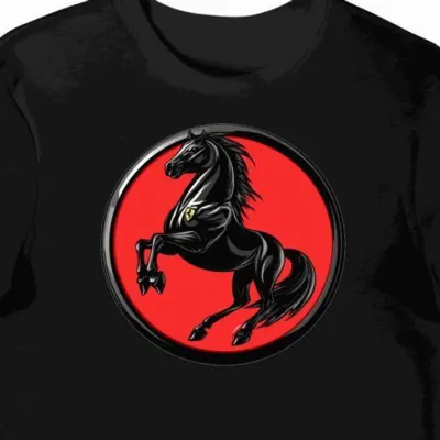 Koszulka męska czarna Rączy Koń Ferrari – Dynamiczny Symbol