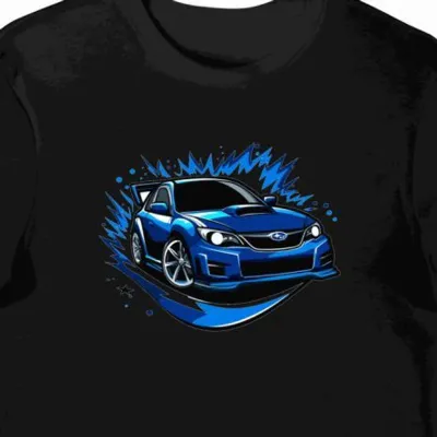 Koszulka męska czarna z gwiezdnym motywem Subaru