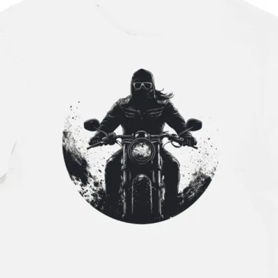 Koszulka męska biała Motocyklowe Emblematy w Cieniu