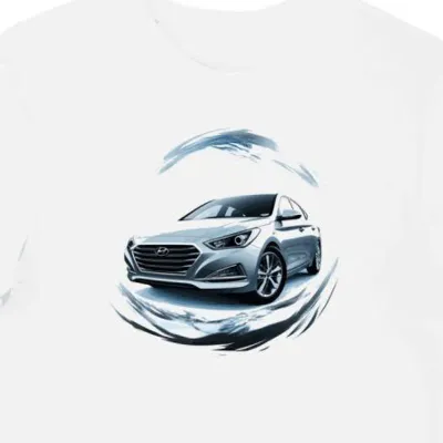 Koszulka męska biała z dynamicznym logo Hyundai