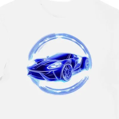 Koszulka męska biała z Futurystycznym Logo Forda w Świetlistej Otoczce