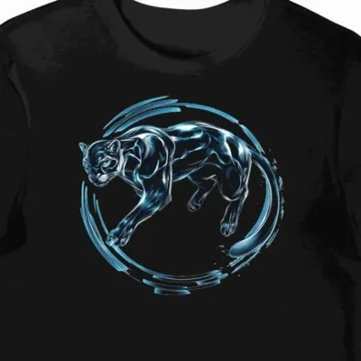 Koszulka męska czarna z emblematem skaczącego jaguara