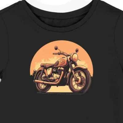 Koszulka damska czarna z Klasycznym Stylem Motocyklowym
