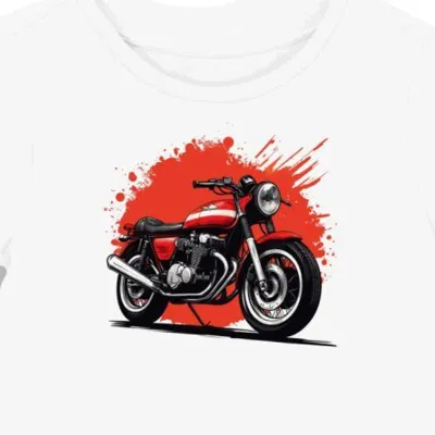 Koszulka damska biała Motocyklowy Blask Klasyki z Ognistą Ramą