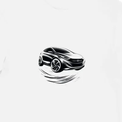 Koszulka męska biała z artystycznym logo Hyundai