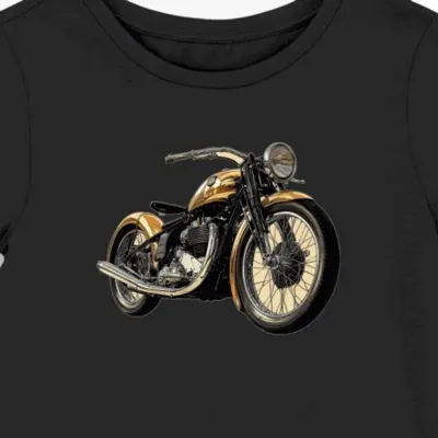 Koszulka damska czarna z Motywem Stylowego Motocykla Retro