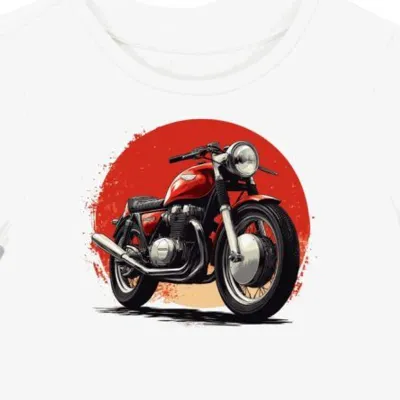 Koszulka damska biała Honda CB750 Czerwony Styl Klasycznego Motocykla