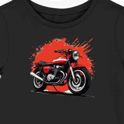 Koszulka damska czarna z Hondą CB750 w klasycznym świetle