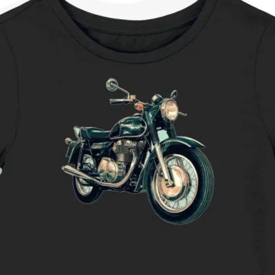Koszulka damska czarna Stylowa z Motywem Motocykla