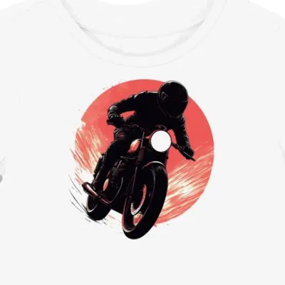 Koszulka damska biała z Sylwetką Cafe Racer
