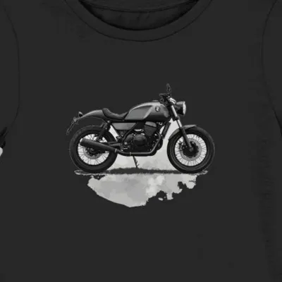Koszulka damska czarna z motywem futurystycznego motocykla Moto Guzzi