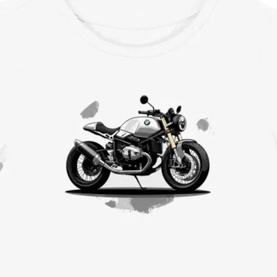 Koszulka damska biała Z Motywem Nowoczesnego Motocykla