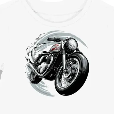 Koszulka damska biała Motocyklowa Przygoda Srebrno-Czarna