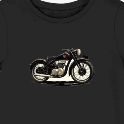 Koszulka damska czarna z motywem motocykla w cieniu