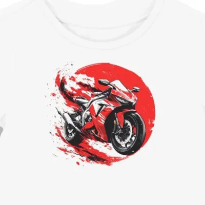 Koszulka damska biała Ogień Prędkości: Motocyklowe Marzenia