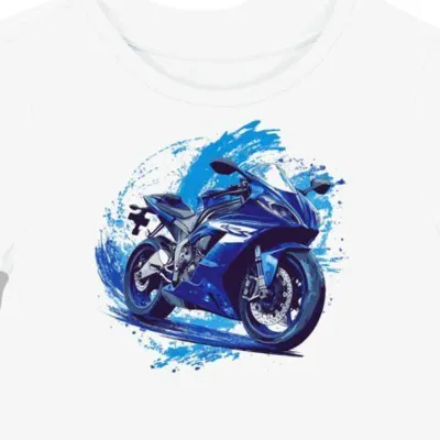 Koszulka damska biała z motywem wyścigowym Yamaha R6