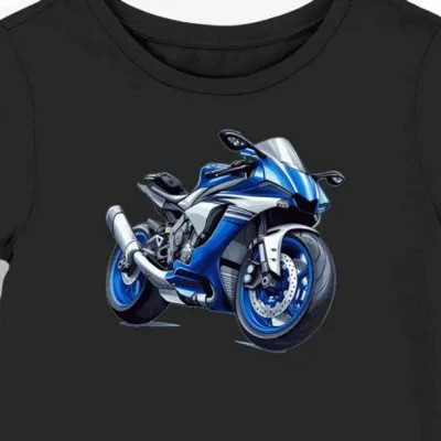 Koszulka damska czarna z motocyklowym motywem Yamaha R1