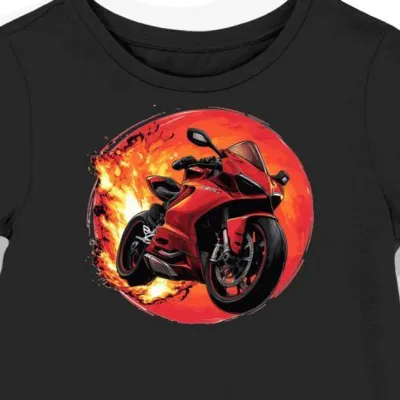 Koszulka damska czarna Dynamika Miasta z Wizerunkiem Motocykla