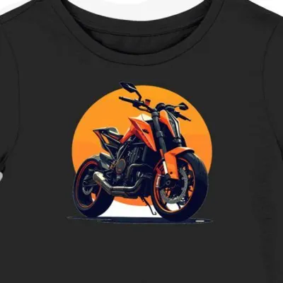 Koszulka damska czarna z motywem ostrej ramy motocykla