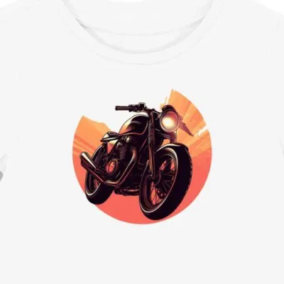 Koszulka damska biała z Sylwetką Retro Motocykla