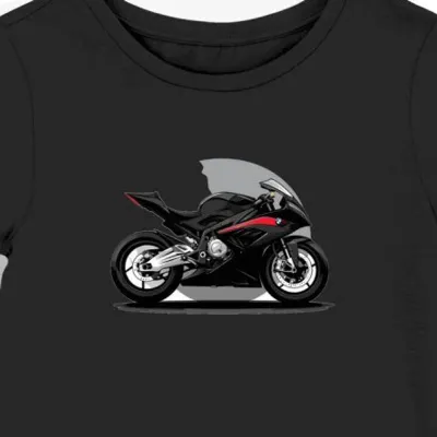 Koszulka damska czarna z dynamicznym stylem motocykla