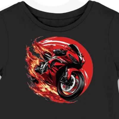 Koszulka damska czarna Z Motywem Błyskawicznego Wyścigu Motocyklowego