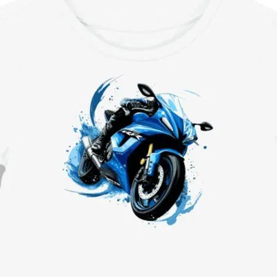 Koszulka damska biała z wyścigowym motywem Yamaha R6