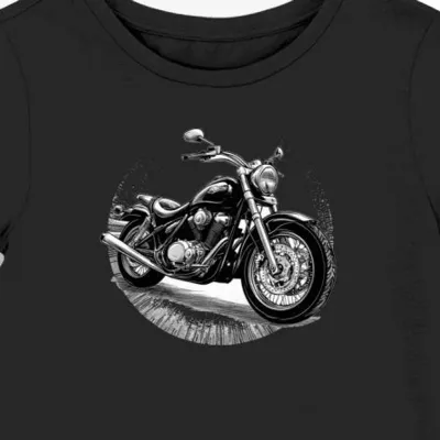 Koszulka damska czarna z motocyklowym wzorem Yamaha V Star