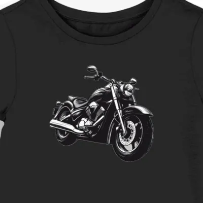 Koszulka damska czarna Zdobiona Wizją Motocyklowej Przygody