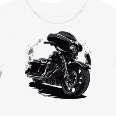 Koszulka damska biała z motywem motocykla w stylu jazdy